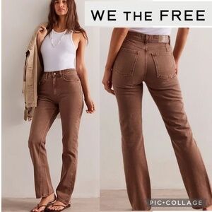 We The Free Xena High‎ Rise Slim Straight Leg Women's Brown Jeans Size 32